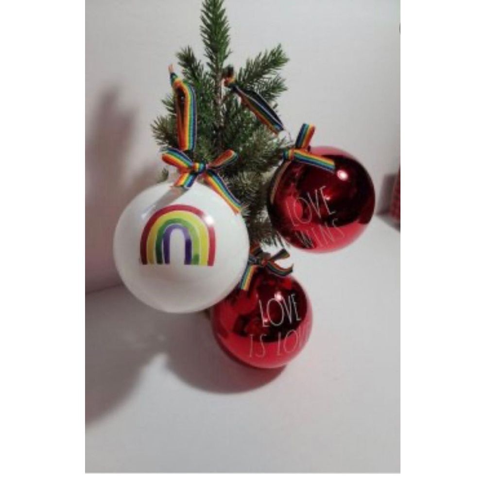Rae Dunn Christmas pride ornaments 3 pack large‎ bauble